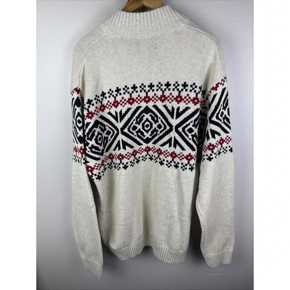 CHAPS, Sz XL, Ivory/Black, Fair Isle Pattern, Pullover Sweater. (MSRP $70) NEW.